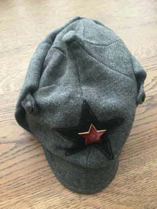 Very Rare Soviet Ww2 Peaked Cap Budionovka With Stamps