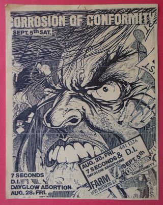 Rare Punk Concert Posters 15/corrosion Of Conformity/7 Seconds - The Farm - S.  F.