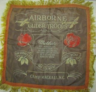 Rare Ww2 Period Camp Mackall Airborne/glider Troops Pillow Cover