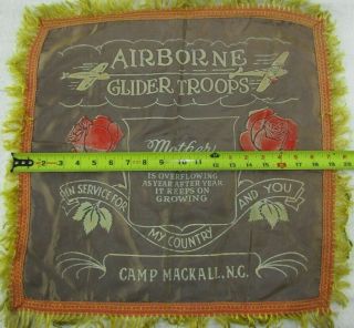 Rare WW2 Period Camp Mackall Airborne/Glider Troops Pillow Cover 3