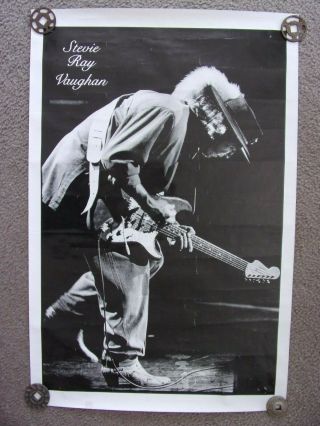 Stevie Ray Vaughan Srv Black White Vintage Poster Early 1990’s Rare 38x25