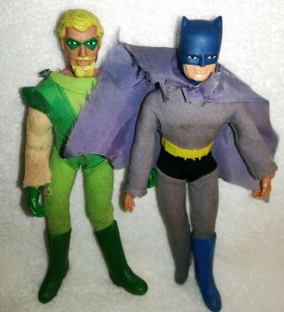 Vintage 1974 8 " Mego Green Arrow & Batman Action Figures Set Rare Toys