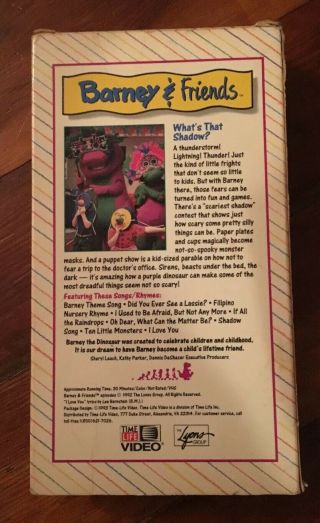 Barney & Friends What ' s That Shadow? VHS 1992 Time Life RARE 2