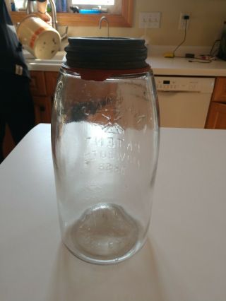 CLEAR Half Gallon HERO Mason Patent 1858 Fruit Jar RARE 2