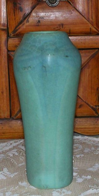 Early Van Briggle Pottery Dragonfly Vase Turquoise And Blue Highlights 7 " Rare