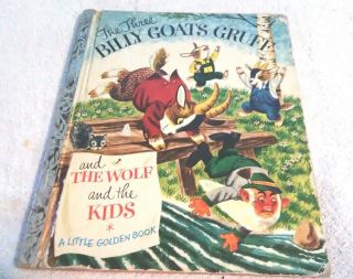 Rare Old Vintage Little Golden Book The Three Billy Coats Gruff (a) Edition 1953