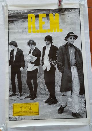 Rare.  Vintage Huge R.  E.  M.  Poster 39x60 " Subway England Music Mcp Presents Rem