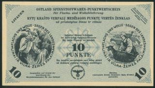Lithuania 10 Punkte (1945) Banknote Ostland Ww2 Estonia Latvia Germany Rare