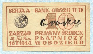 Poland Oflag Ii - D Wwii Pow Camp 10 Groszy 1944 Campb.  3791 Vf/xf Rare