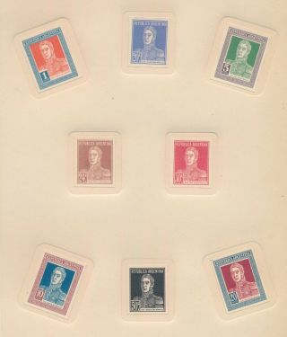 Rare Argentina Stamps 1923 331/338 San Martin To 20p Official Proofs,  Vf Page