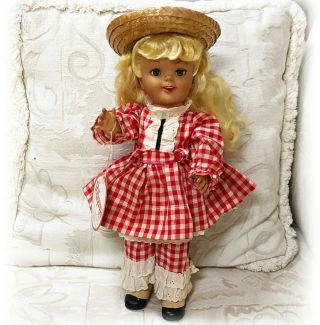 Vtg Pollyanna Disney Uneeda Doll 1960s Haley Mills Rare 17 " Orig Clothes Tag Hat
