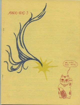 Vintage Fanzine (aug.  1967) Maneki - Neko 3 - Toff/panpacificon - Very Rare