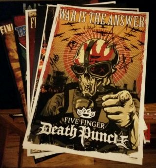 Five Finger Death Punch Rare Signed Rp Poster Set Of 6