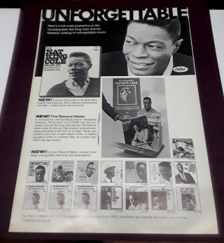 Nat King Cole Rare 1968 Trade Ad Capitol Records Promo Poster Unforgettable
