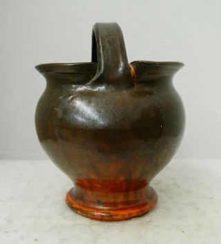 Ex Rare Auman Pottery Chrome Red Glaze Nc Pottery Basket,  1920 