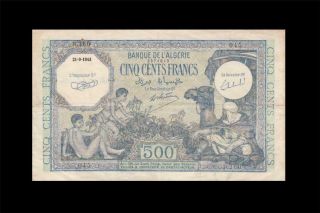 1943 French Algeria 500 Francs Africa X - Rare ( (vf,  /ef))