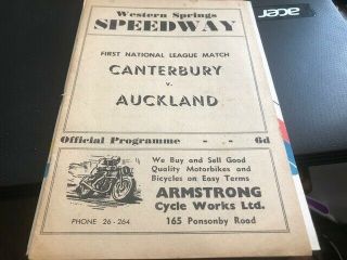 Zealand Speedway - - - Canterbury V Auckland - - Programme - - - 1952 - - Rare