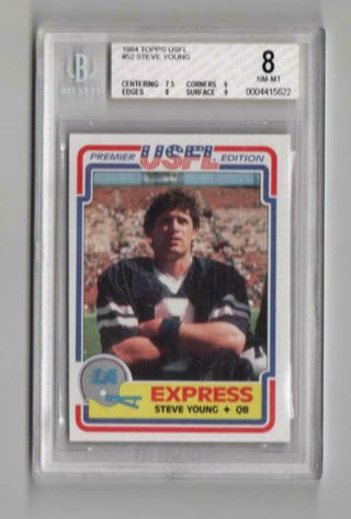 Steve Young 1984 Topps Usfl 52 True Xrc Rookie Card Bgs 8 Mn - Rare