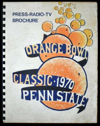 Rare 1970 Orange Bowl Football Game Penn State Media Guide Paterno