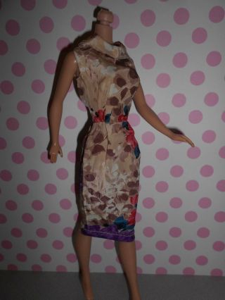 Vintage Barbie Clone Fab - Lu Babs Gorgeous Silk Sheath Slim Silhouette Rare Dress
