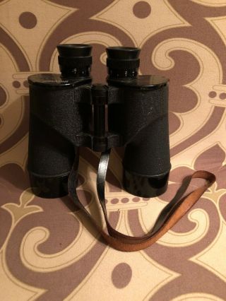 Rare Vintage Ww2 Us Navy Binoculars With Leather Strap