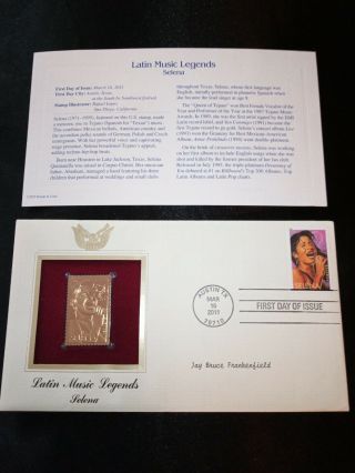 Very Rare Selena Quintanilla Official 2011 Latin Music Legends 22 Kt Gold Stamp
