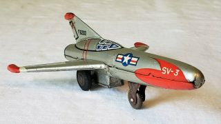 Marx Toys Japan Tin Friction Sv - 3 Usaf F6200 Jet Airplane Action Toy 50 