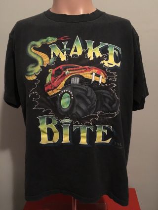 Rare Snake Bite Monster Truck Burst T - Shirt L 90 