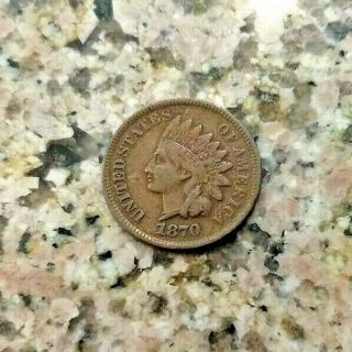 Rare 1870 Key Date U.  S Indian Head Penny Clear Higher Grade Good Details N/r