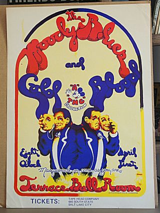 Rare Oversized Terrace Ballroom Salt Lake Moody Blues Fillmore Fd Era Poster