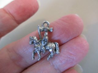Vintage Sterling Silver Rare St George Knight Horse English Fob Charm Pendant Uk