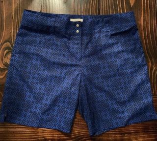 Womens’ Adidas Blue Patterned Print Golf Shorts Size 10 Z98561 Wash & Wear Rare