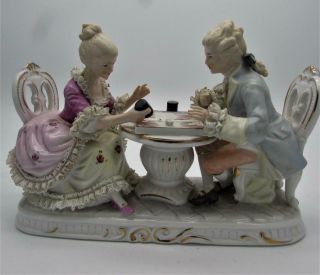 Rare Large Vintage German Porcelain Figure Figurine Signed P.  Frank - Couple