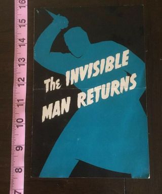 Vincent Price Estate: 1930s Rare Program For The Invisible Man Returns