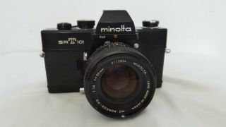 Rare - Black Minolta Srt 101 2 Lenses Ex,  Near