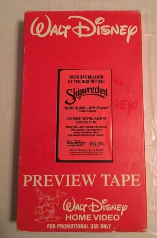 Vintage Walt Disney Home Video Preview Tape Shipwrecked Vhs Rare