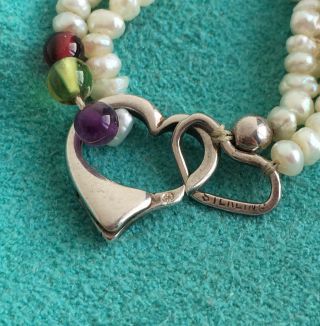 Danish Christel Kaaber Sterling Silver Trollbeads RARE Pearl Open Heart Necklace 3