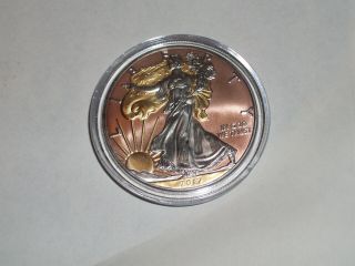 2017 American Silver Eagle Colorized Gold Copper Rare 1oz Silver