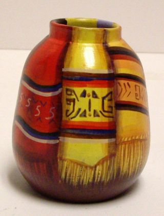 Pottery Vase By Luca Lulli Hand Painted Inca Style Blankets South America Rare