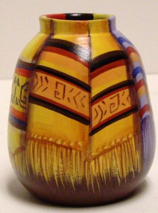 Pottery Vase By Luca Lulli Hand Painted Inca Style Blankets South America Rare 4