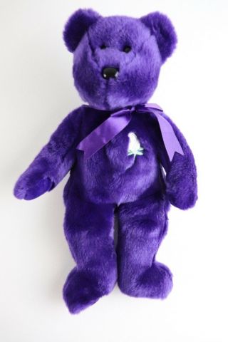 Ty Beanie Baby Buddy 1998 Princess Diana Purple Bear Rare Retired Large 14 "