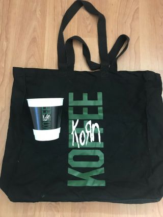 Korn Koffee Cup & Tote Bag Exclusive Fan Brew Collectible Rock Metal Cafe Rare