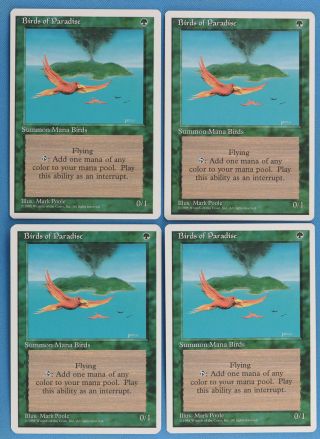 Birds Of Paradise [4x X4] 4th Edition Nm - M Green Rare Mtg Cards (34369) Abugames