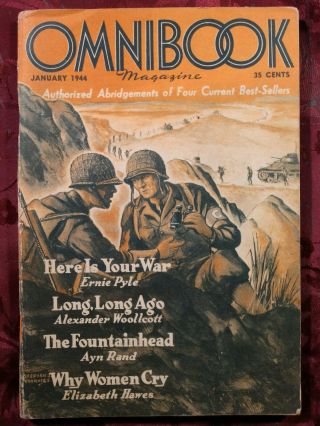 Rare Omnibook January 1944 Jan 44 Ayn Rand The Fountainhead Ernie Pyle Wwii