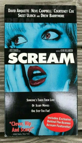 Scream - Vhs Exclusive Drew Barrymore Packaging Rare Blue Box Cover