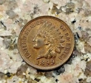 Rare Key 1899 U.  S Indian Head Penny Clear Sharp Details N/r