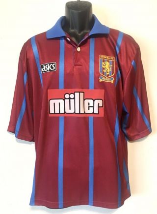 Rare Aston Villa England 1993/1994/1995 Football Shirt Asics Muller - Xl,  Euc