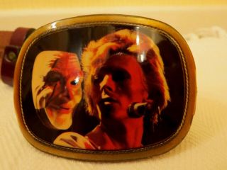 David Bowie Very Rare Metal Belt Buckle.  Featuring Cracked Actor Image,  Belt