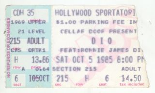 Rare Dio 10/5/85 Hollywood Fl Sportatorium Concert Ticket Stub Ronnie James