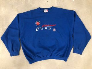 Vintage Rare Mlb Chicago Cubs 1999 Royal Blue Logo Athletic Stitched Sweater